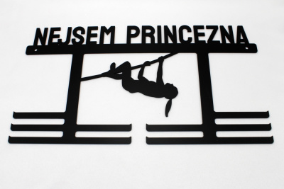 Kovový věšák na medaile - nejsem princezna - poškozený kus pro závodníky překážkových závodů (OCR)